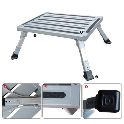 Heavy Duty Aluminum Folding Step Stool - Portable RV Platform and Work Bench with Non-Slip Surface - V888-ELOSUNG18492