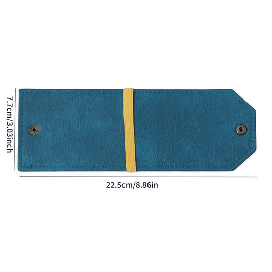3PCS Blue Slim PU Leather Cash Holder and Bill Organizer - Professional Long Wallet with Dual Snap Buttons V888-ELOSUNG18494