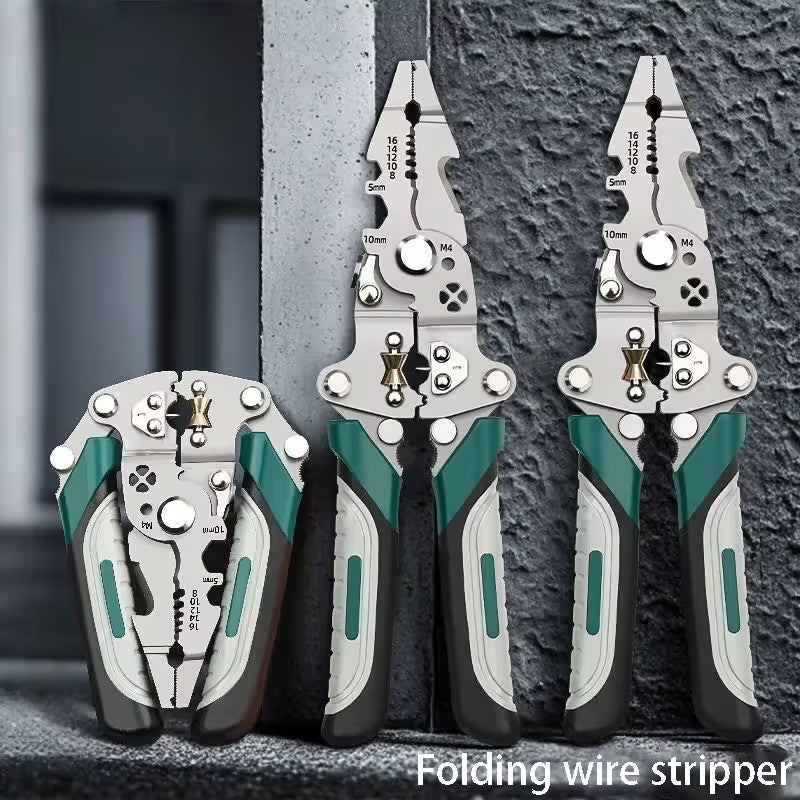3PCS Professional 10-in-1 Folding Multi-functional Wire Stripper and Pliers - Heavy Duty Electrician's Tool V888-ELOSUNG18500