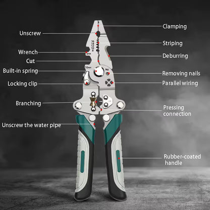 3PCS Professional 10-in-1 Folding Multi-functional Wire Stripper and Pliers - Heavy Duty Electrician's Tool V888-ELOSUNG18500