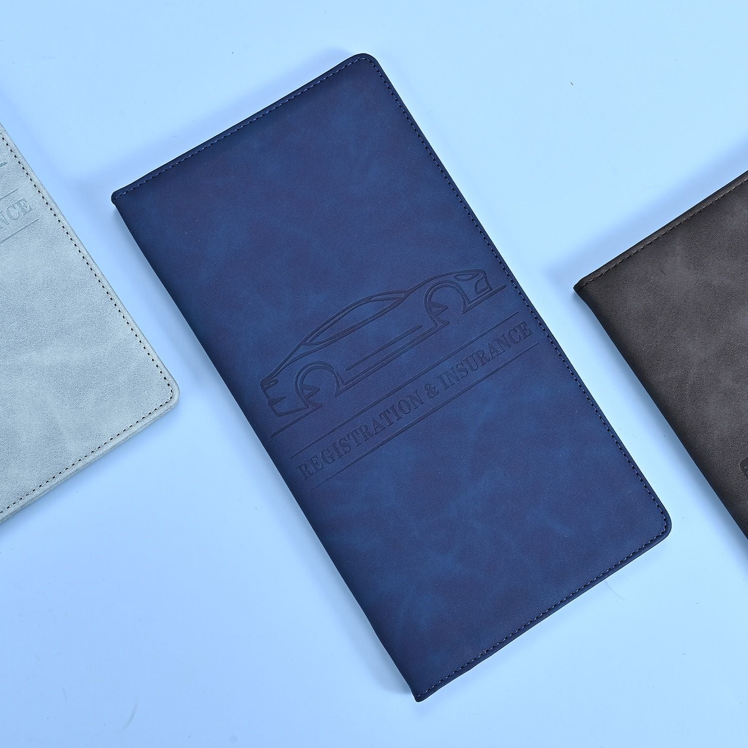 3 Pcs Premium PU Leather Car Registration and Insurance Holder - Slim Auto Document Organizer, Driver's V888-ELOSUNG18516