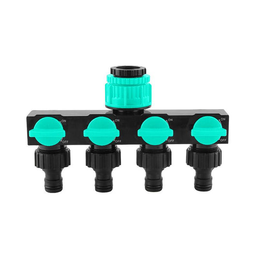 2pcs Blue 4-Way Garden Hose Splitter - Multi-Outlet Tap Manifold with Individual Control Valves - Universal V888-ELOSUNG18527