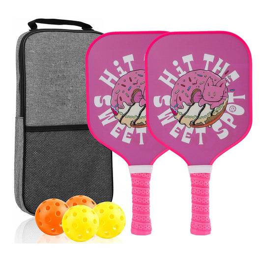 [RT-015]Fiberglass Pickleball Paddle Set of 2 with 4 Balls and Carry Bag - 185g Single Paddle Weight - V888-ELOSUNG18528