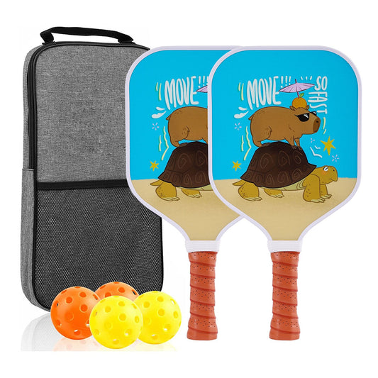 [RT-011] Fiberglass Pickleball Paddle Set of 2 with 4 Balls and Carry Bag - 185g Single Paddle Weight - V888-ELOSUNG18530