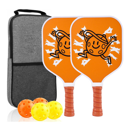 [RT-010]Fiberglass Pickleball Paddle Set of 2 with 4 Balls and Carry Bag - 185g Single Paddle Weight - V888-ELOSUNG18532