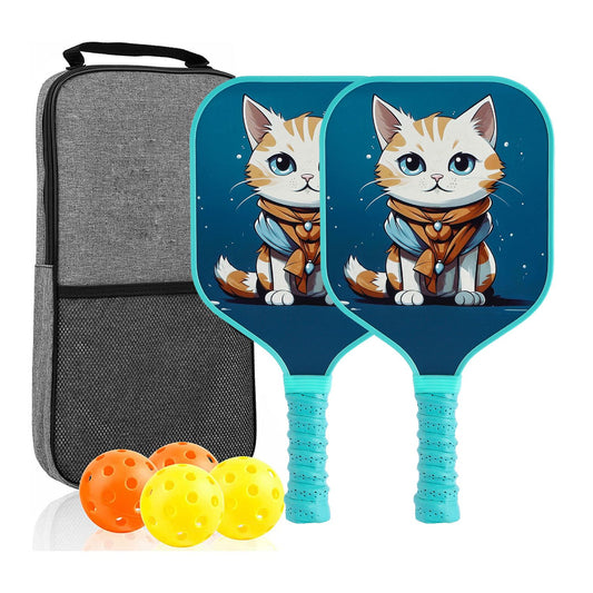[RT-016]Fiberglass Pickleball Paddle Set of 2 with 4 Balls and Carry Bag - 185g Single Paddle Weight - V888-ELOSUNG18534