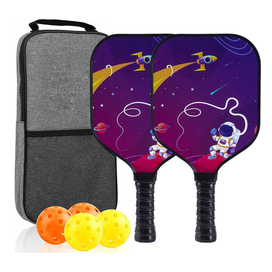 [RT-007]Fiberglass Pickleball Paddle Set of 2 with 4 Balls and Carry Bag - 185g Single Paddle Weight - V888-ELOSUNG18535