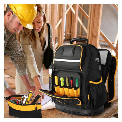 Heavy Duty Professional Tool Backpack - 18 Inch Large Capacity - Waterproof Solid Rubber Base, Multi-Pocket V888-ELOSUNG18539