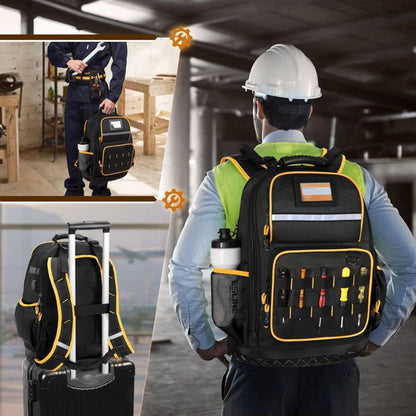 Heavy Duty Professional Tool Backpack - 18 Inch Large Capacity - Waterproof Solid Rubber Base, Multi-Pocket V888-ELOSUNG18539