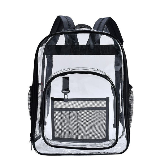Black Clear PVC School Bag Heavy Duty Security Travel Daypack with Organised Storage and Multi Size Options V888-ELOSUNG18553