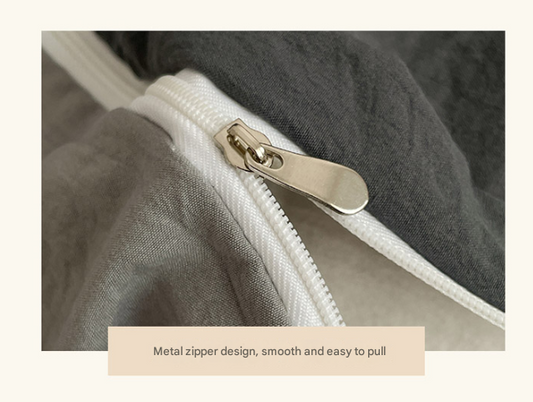 Brown 1.5m Bed Fitted Sheet Set with 200x230cm Duvet Cover - 4-Piece Bedding Set V888-ELOSUNG19088