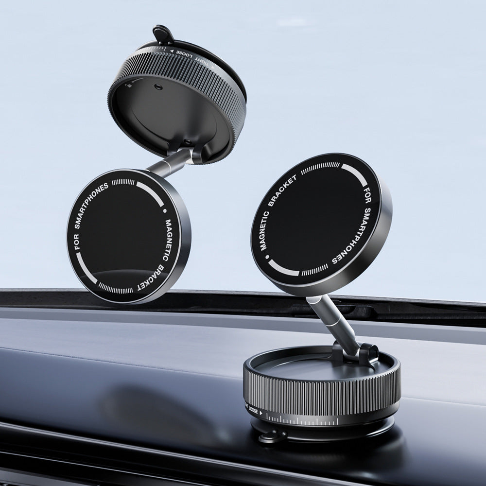 Black Magnetic Car Phone Mount - 66x66x34mm with Adjustable Bracket for Easy Smartphone Access V888-ELOSUNG19145