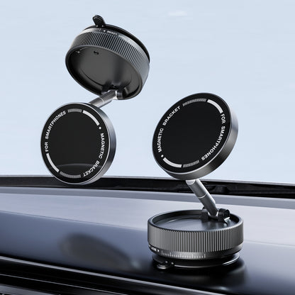 Black Magnetic Car Phone Mount - 66x66x34mm with Adjustable Bracket for Easy Smartphone Access V888-ELOSUNG19145
