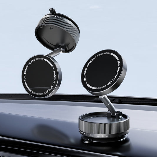 Black Magnetic Car Phone Mount - 66x66x34mm with Adjustable Bracket for Easy Smartphone Access V888-ELOSUNG19145