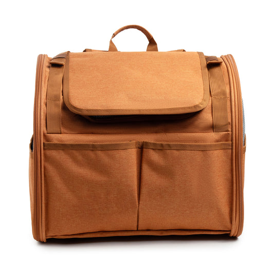 Brown Pet Carrier Backpack - Comfortable and Stylish for Cats and Small Dogs V888-ELOSUNG19178