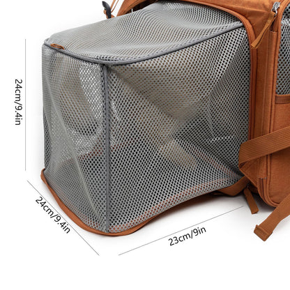 Brown Pet Carrier Backpack - Comfortable and Stylish for Cats and Small Dogs V888-ELOSUNG19178