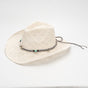 White Handmade Straw Cowboy Hat, Summer Sun Hat, Outdoor Sun Protection, Fits Head Size 58-59cm V888-ELOSUNG19216