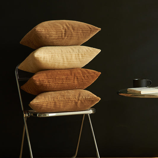 Dark Green Set of 4 Corduroy Pillow Covers - Solid Color Minimalist Throw Cushion Covers - 45x45cm (Pillow V888-ELOSUNG19419