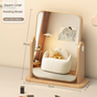 Square Rotating Mirror Tabletop Makeup Mirror - Large Wooden Swivel Vanity Mirror for Desk V888-ELOSUNG19439