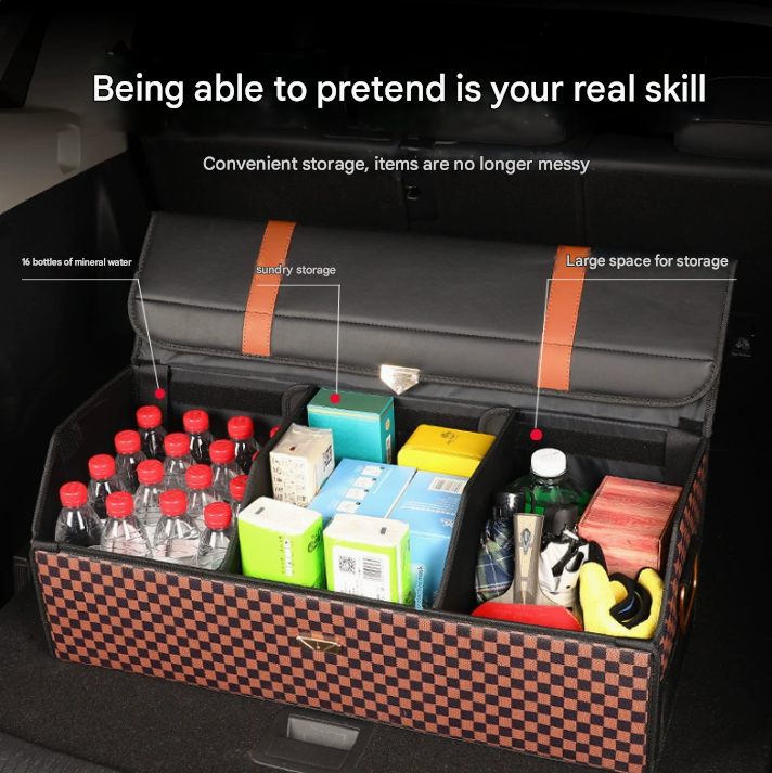 Medium Sized Sporty and Stylish Foldable Car Trunk Storage Box - Large Capacity Insertable Rear Organizer V888-ELOSUNG19546