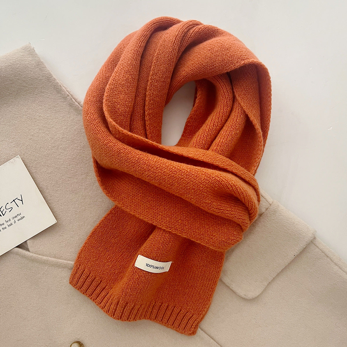 Orange Luxurious 100% Wool Scarf for Women and Men - Soft, Warm, and Stylish V888-ELOSUNG19621