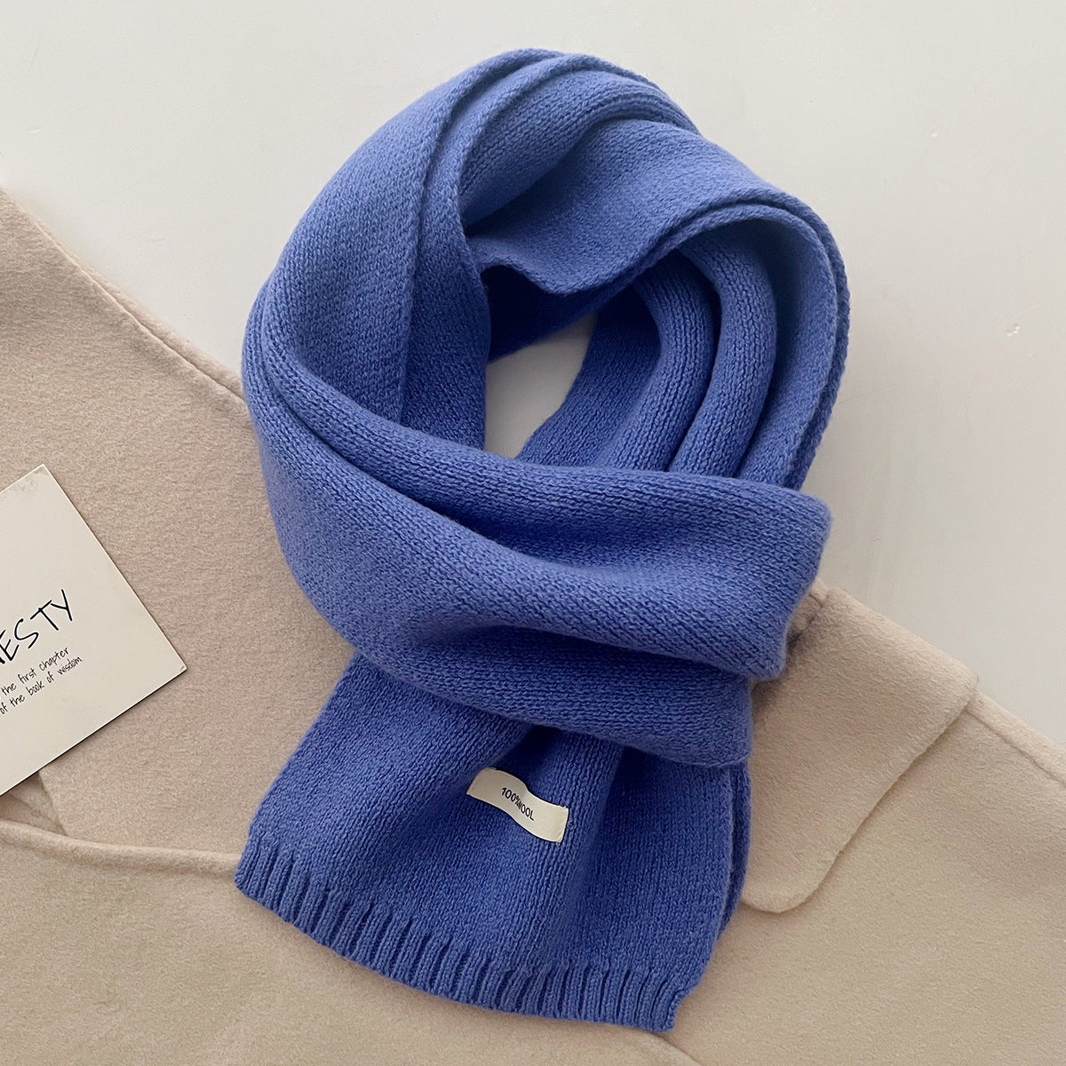 Purple Blue Luxurious 100% Wool Scarf for Women and Men - Soft, Warm, and Stylish V888-ELOSUNG19626