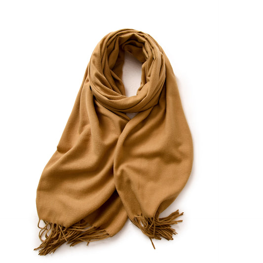 Camel 2 PCS Skin Red Solid Color Scarf Shawl with Tassels - Warm Korean Style Wrap (180cm x 70cm) V888-ELOSUNG19638