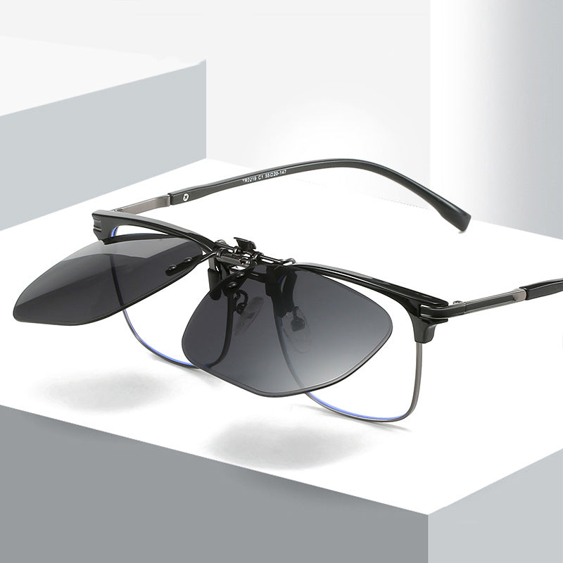 Quickred 2-Piece Flip-Up Sunglasses Clip-On Set for Glasses - UV-Protective Square Polarized Lenses for V888-ELOSUNG19705