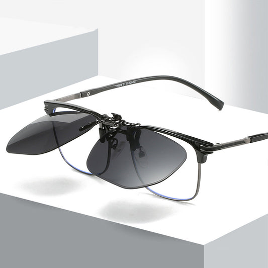 Quickred 2-Piece Flip-Up Sunglasses Clip-On Set for Glasses - UV-Protective Square Polarized Lenses for V888-ELOSUNG19705