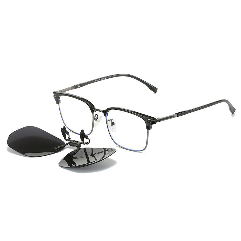 Quickred 2-Piece Flip-Up Sunglasses Clip-On Set for Glasses - UV-Protective Square Polarized Lenses for V888-ELOSUNG19705