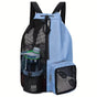 Blue Mesh Drawstring Swim Backpack with Wet Bag - Durable Beach Gym Bag for Wet Gear V888-ELOSUNG19872