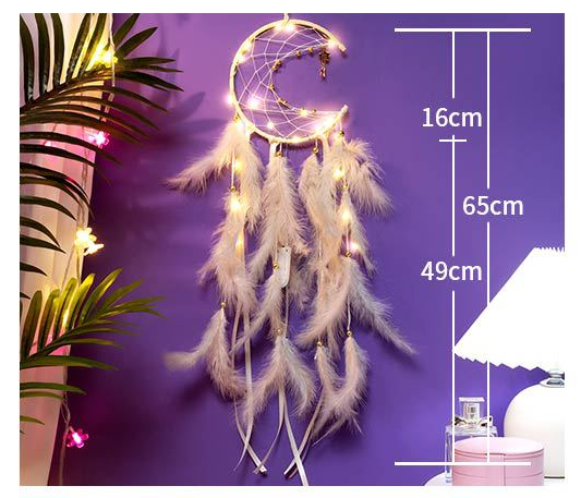 Multicolor With light 2 PCS Mystic Moon Dreamcatcher Wind Chime Pendant - Elegant Lunar Design with Soothing V888-ELOSUNG19918