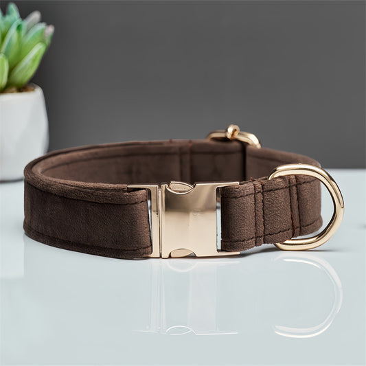 Dark Brown Durable Dog Collar with Metal Buckle - Adjustable Nylon Pet Collar for Small to Large Dogs size XS V888-ELOSUNG20391