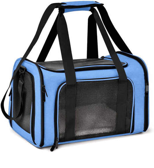 Blue Portable Pet Travel Carrier Bag - Foldable, Durable, and Comfortable for Small Dogs & Cats 45cmx30cmx30cm V888-ELOSUNG20417