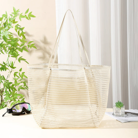 2 pcs Milky Casual Mesh Tote Bag - Shoulder Bag for Beach & Travel 35x17x37cm V888-ELOSUNG20472