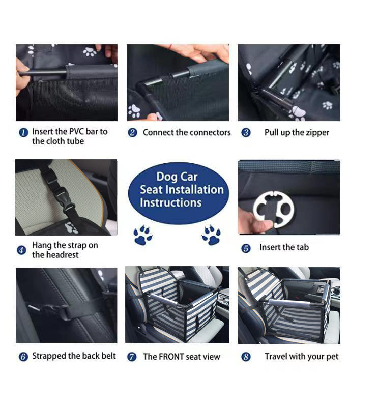 Blue Easy Install Dog Car Seat - Mesh Booster for Small Pets V888-ELOSUNG20480