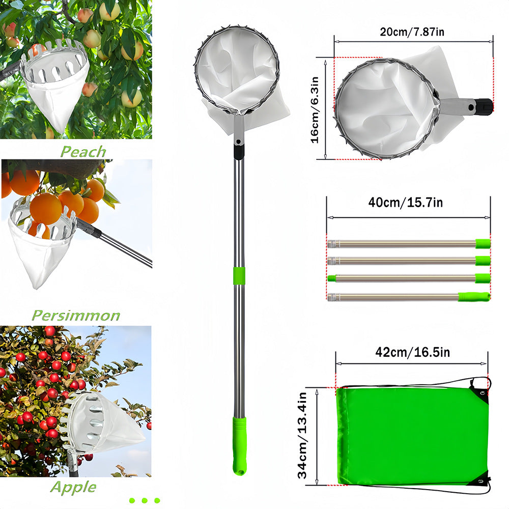 Telescoping Fruit Picker - Apple, Peach, Persimmon Harvesting Tool with Collection Bag, High Reach Fruit V888-ELOSUNG20662