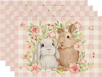 Easter Cotton-Linen Placemats - Set of 4 Anti-Stain Table Mats(Style 4) V888-ELOSUNG20828