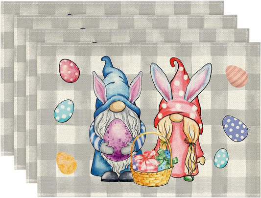 Easter Cotton-Linen Placemats - Set of 4 Anti-Stain Table Mats(Style 15) V888-ELOSUNG20839