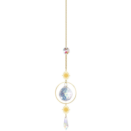 (Style 1) 4 pcs Crystal Wind Chimes-Sun Catcher Star Moon Dream Catcher for Window 30cm V888-ELOSUNG20894