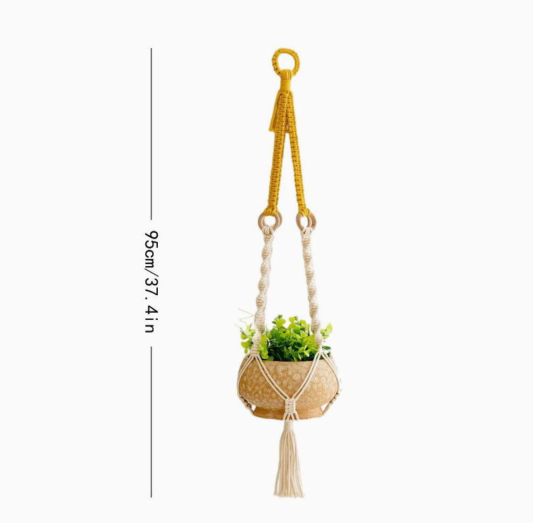 3 pcs Handwoven Plant Hanger-Cotton Rope Hanging Planter with Wooden Rings V888-ELOSUNG20907