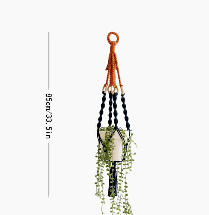 3 pcs Handwoven Plant Hanger-Cotton Rope Hanging Planter with Wooden Rings V888-ELOSUNG20907