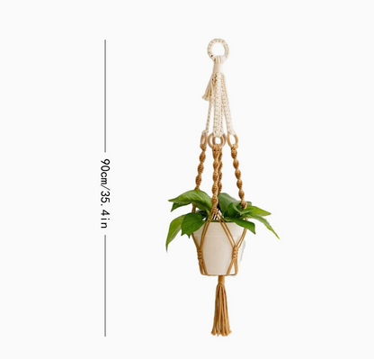 3 pcs Handwoven Plant Hanger-Cotton Rope Hanging Planter with Wooden Rings V888-ELOSUNG20907
