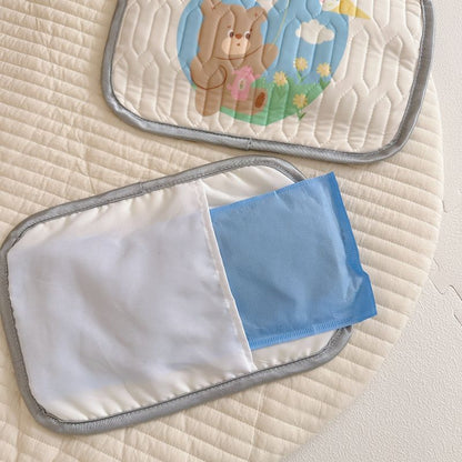Cheese Pattern 2 Piece Set Kids Cooling Pad Set - 60x120cm Cartoon Latex Mattress Protector, Pillow V888-ELOSUNG21135