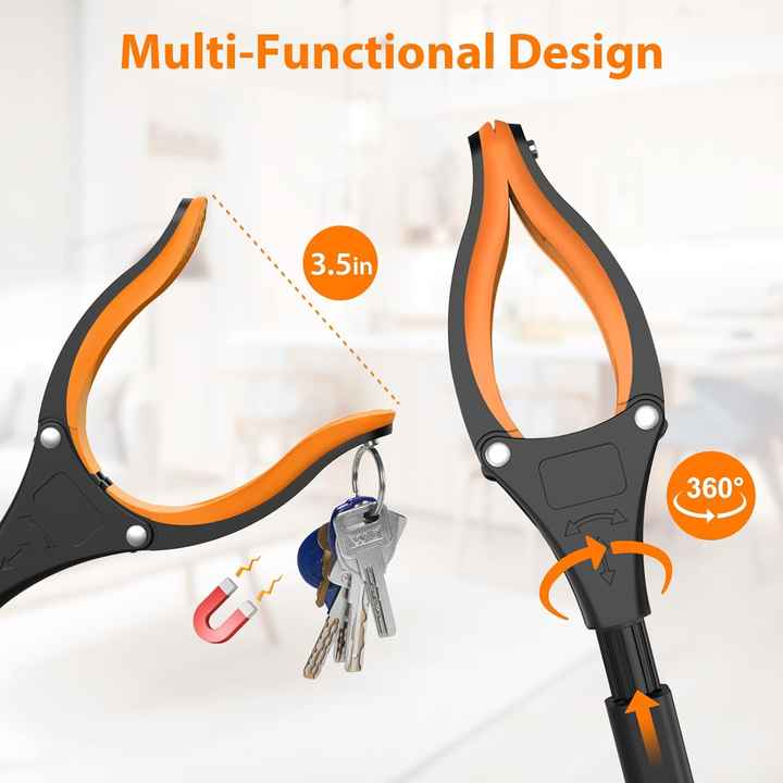 Orange Foldable Grabber Tool with Silicone Non-Slip Claws - Ideal for Litter Picking, Outdoor Use, and V888-ELOSUNG21154