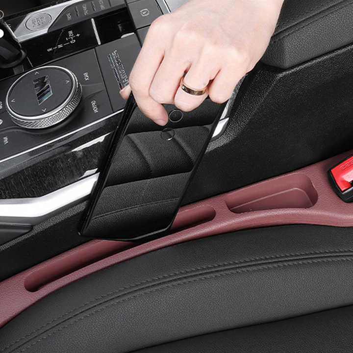 Black Car Seat Gap Filler - 2 Pieces Car Interior Storage Organizer for Front Seat Seam V888-ELOSUNG21162