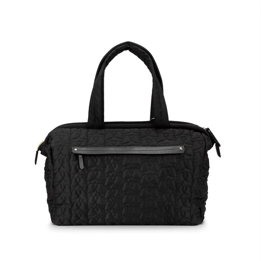 Black Quilted Pattern Large Capacity Mummy Bag - Stylish Baby Diaper Bag for Moms, Baby Stroller Bag with V888-ELOSUNG21169