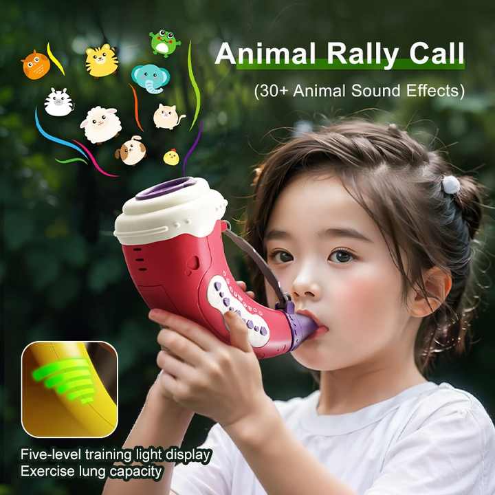 Yellow Interactive Animal Sound Whistle Horn for Kids - Lung Capacity Training and 30+ Sound Effects Toy V888-ELOSUNG21177
