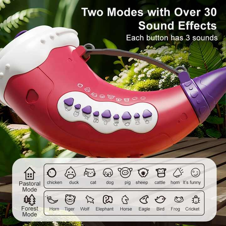Yellow Interactive Animal Sound Whistle Horn for Kids - Lung Capacity Training and 30+ Sound Effects Toy V888-ELOSUNG21177
