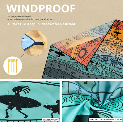 Style STD-001-12 Colorful Quick Dry Beach Mat Sand Proof Waterproof Outdoor Picnic Blanket - Compact & V888-ELOSUNG21221
